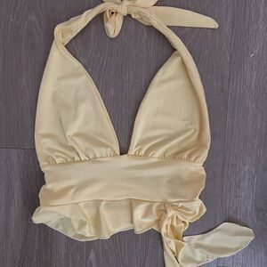 SHEIN Halter Neck Yellow Blouse